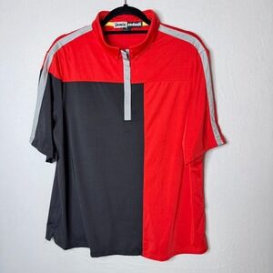 Jamie Sadock 1/4 Zip Shirt Mens XL Red Black Colorblock Pickleball Tennis Active